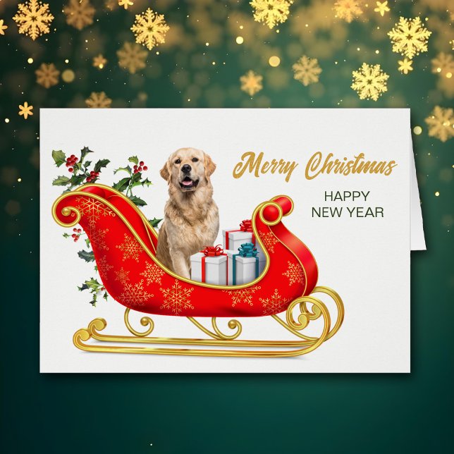 Tarjeta Sleigh Navidades de Golden Retriever (Subido por el creador)