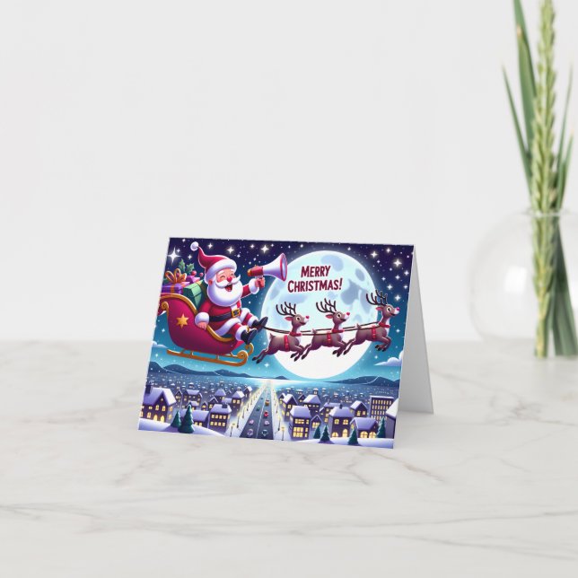Tarjeta Sleigh, Navidades de Santa Claus (Anverso)