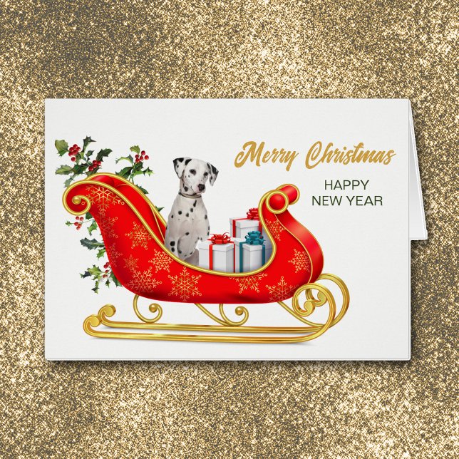 Tarjeta Sleigh para Navidades de perro de Dalmacia (Subido por el creador)