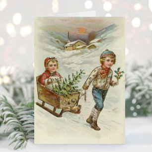 Tarjeta Sleigh Ride   Vintage Christmas
