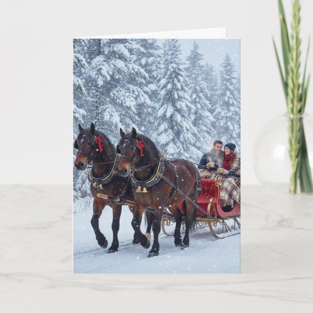 Tarjeta Sleigh rides and snowfall- Christmas Card (Anverso)