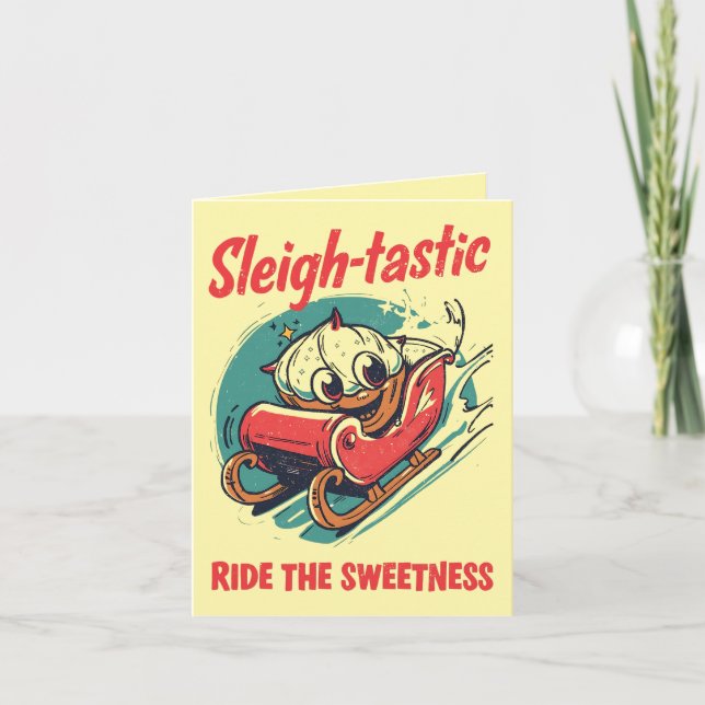Tarjeta Sleigh-tastic – Fun and Festive Christmas Pun  (Anverso)
