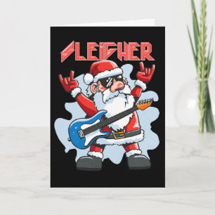 Tarjeta Sleigher de Navidad Santa Rock Xmas Rocker Hombres