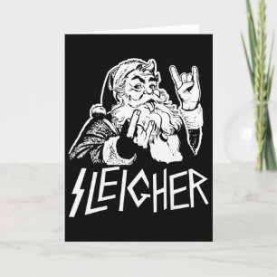 Tarjeta Sleigher Heavy Metal Papá Noel Rock On Goth Cristo