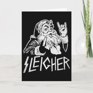Tarjeta Sleigher Papá Noel Rock On Goth Heavy Metal Chri