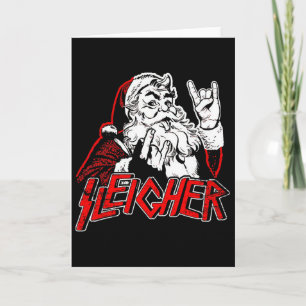 Tarjeta Sleigher Salve Santa Heavy Metal Navidad Para Homb
