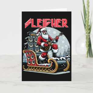 Tarjeta Sleigher Salve Santa Heavy Metal Rock de Navidad X