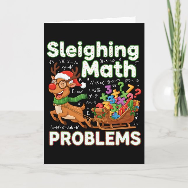 Tarjeta Sleighing Math Problems Christmas Funny Math Teach (Anverso)