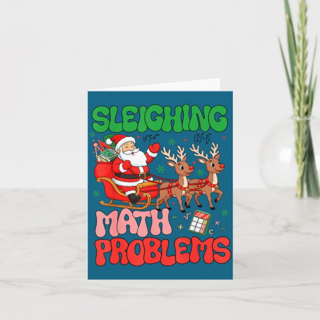 Tarjeta Sleighing Math Problems Funny Teacher Christmas Qu (Anverso)