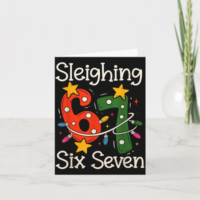 Tarjeta Sleighing Six Seven 67 Meme Christmas Gen Z Alpha  (Anverso)