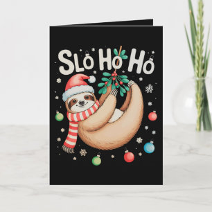 Tarjeta Slo Ho Ho Sombrero de Santa Perezoso Feliz Navidad