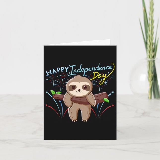 Tarjeta Sloth Happy Independence Day (Anverso)