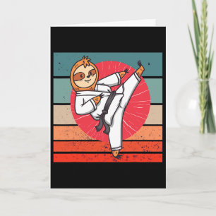 Tarjeta Sloth Karate Black Belt Slot Lover Deporte japonés
