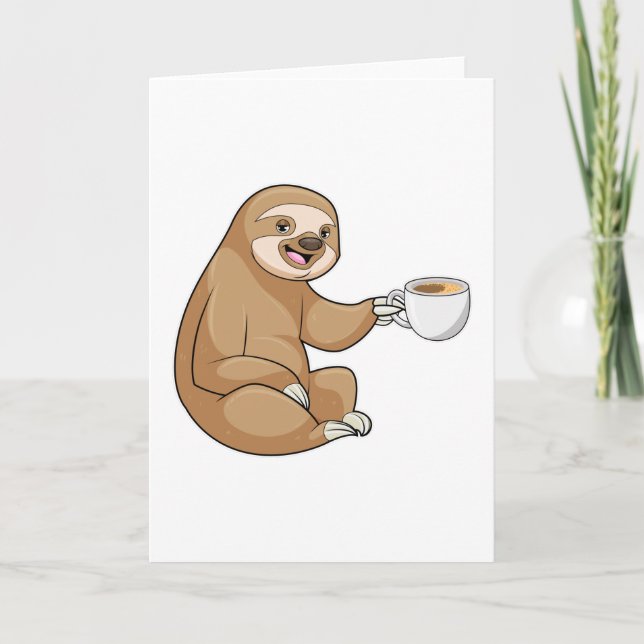 Tarjeta Sloth with Cup of Coffee (Anverso)