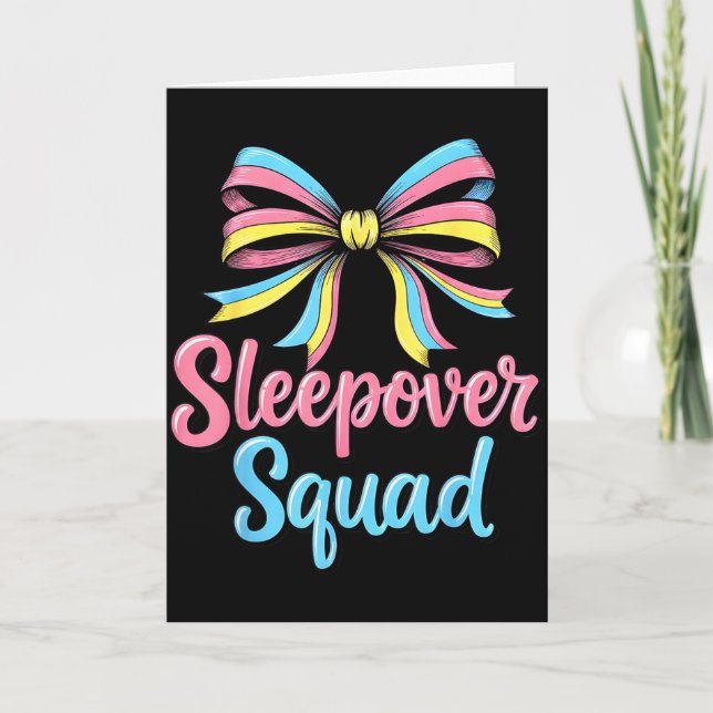 Tarjeta Slumber Party Squad Sleever Coquette Birthday Paja (Anverso)