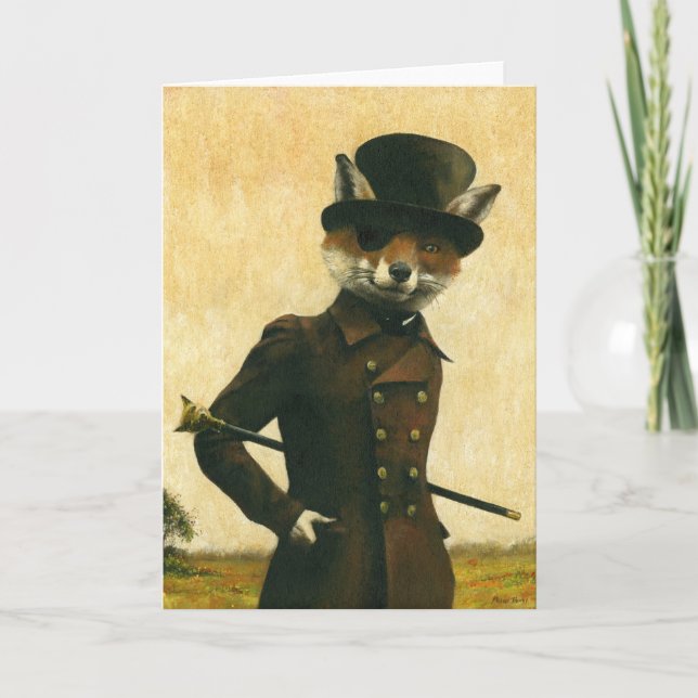 Tarjeta Sly Victorian Fox Greetings Card (Anverso)