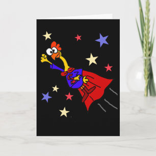 Tarjeta Smileteesfunny Pollo de goma divertido volando sup