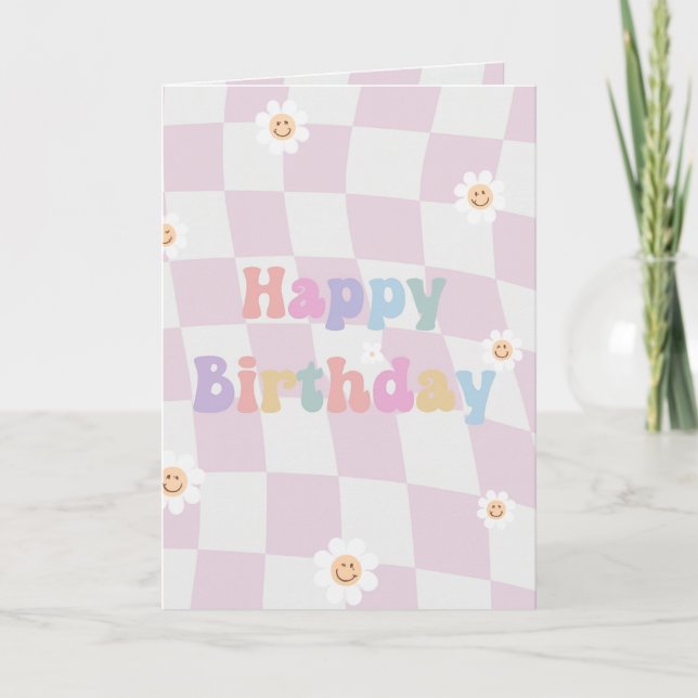 Tarjeta Smiling Flowers Pastel Birthday Card (Anverso)