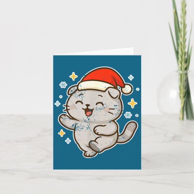 Tarjeta Smiling Santa Cat Holiday Cheer  (Anverso)