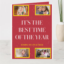 Tarjeta Smoky Red Gold Frame Holiday Cheer