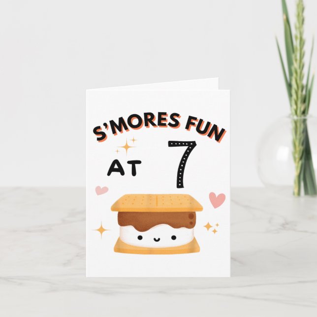 Tarjeta Smores Fun Camping Cumpleaños 7 años Camper 7 (Anverso)