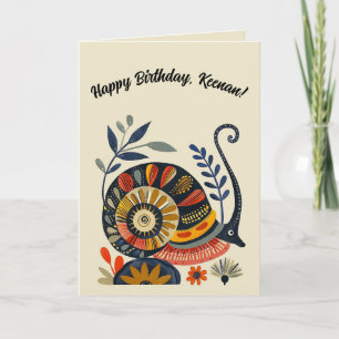 Tarjeta Snail Editable Folk Art