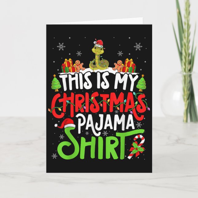 Tarjeta Snake Christmas Pajama Shirt Snake Lover  (Anverso)