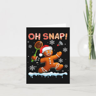 Tarjeta Snap Chrismas Gingerbread Broken Jugando Badminton