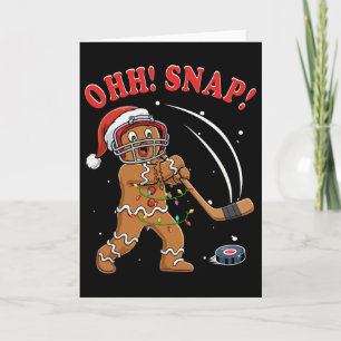 Tarjeta Snap Navidad Santa Pan de Jengibre Jugando Hockey