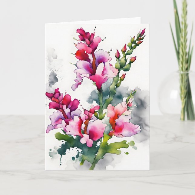 Tarjeta Snapdragon - Watercolor flowers (Anverso)
