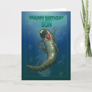 Tarjeta Snappy Birday Happy Crocodile Underwater View