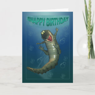 Tarjeta Snappy Birday Happy Crocodile Underwater View