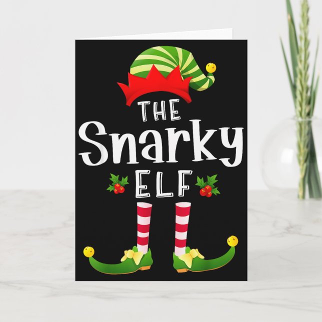 Tarjeta Snarky Christmas Elf Matching Pajama X-mas Party  (Anverso)