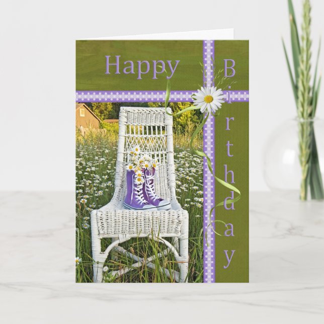 Tarjeta Sneakers and Daisy Birthday (Anverso)