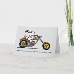 Tarjeta Snoopy & Woodstock Motocicleta Día del Padre