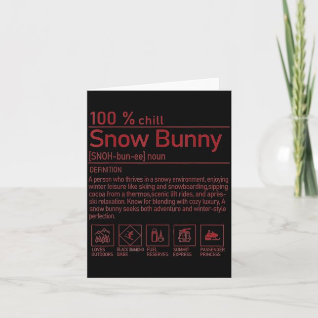 Tarjeta Snow Bunny Definition Funny Trendy Winter Skiing C (Anverso)