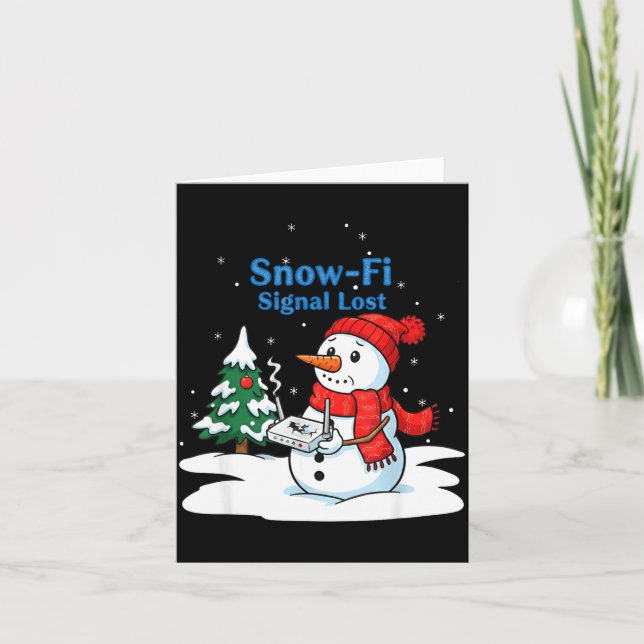 Tarjeta Snow-fi Signal Lost Funny Christmas Snowman Wifi  (Anverso)