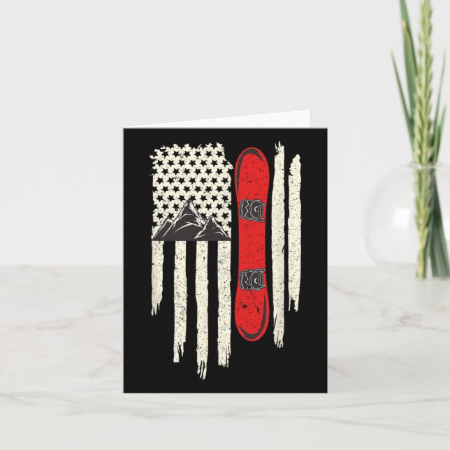Tarjeta Snowboard Bandera Americana Invierno Deporte Nieve (Anverso)