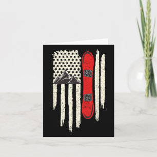 Tarjeta Snowboard Bandera Americana Invierno Deporte Nieve