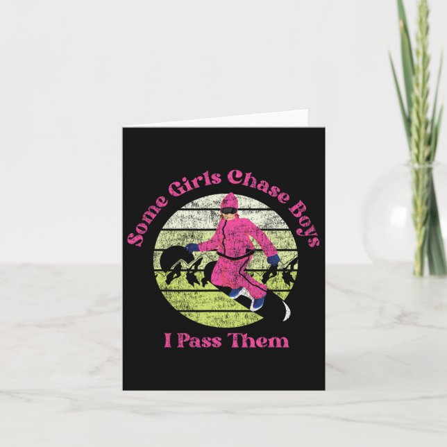 Tarjeta Snowboard Chica de cosecha de nieve retro algo de  (Anverso)