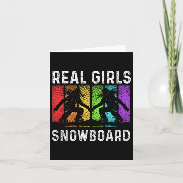 Tarjeta Snowboard Chicas Retro Retro Retro Real de Snowboa (Anverso)