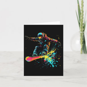 Tarjeta Snowboard Color Paint Splash Snowboard Downhi