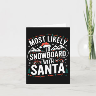 Tarjeta Snowboard Con Santa Funny Navidades Deportes De Ni