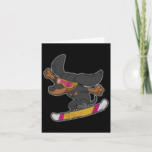 Tarjeta Snowboard Dachshund Perro Snowboard Niños Jóvenes 
