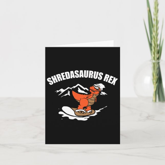Tarjeta Snowboard Dinosaur Funny Snowboard Kid Regalo (Anverso)