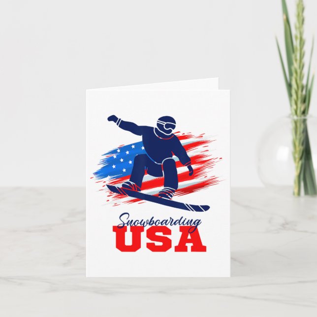 Tarjeta Snowboard Equipo Estadounidense Bandera Snowboard  (Anverso)