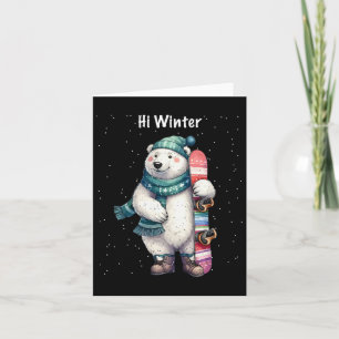 Tarjeta Snowboard Navidades de animales en vacaciones de i