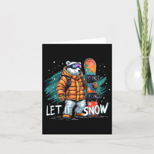 Tarjeta Snowboard Polar Oso Invierno Divertido aventur árt