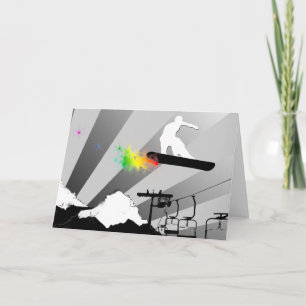 Tarjeta snowboard. rastro del polvo