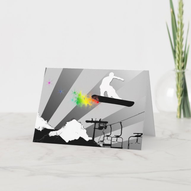 Tarjeta snowboard. rastro del polvo (Anverso)